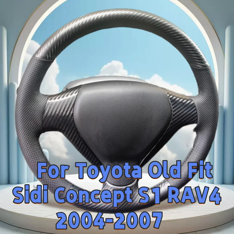 Capa de volante de carro costurada à mão em couro genuíno para Toyota Old Fit Sidi Concept S1 RAV4 2004-2007 Acessórios interiores de carro