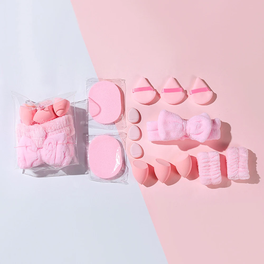 14pcs Combination Triangle Powder Puff Beauty Egg Set With Fan-Shaped Fixed Makeup Puff Honey Powder Puff Makeup image 5