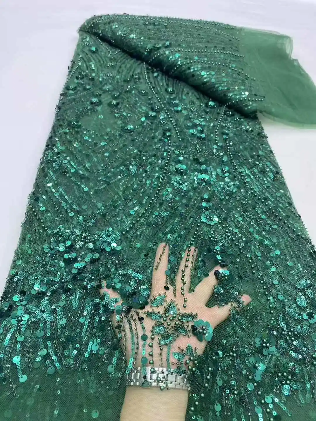 

Luxury African Lace Fabric for Wedding Sewing, Soft Tulle Mesh Fabric, Sequin Beads, French and Nigerian, High Quality, 2025