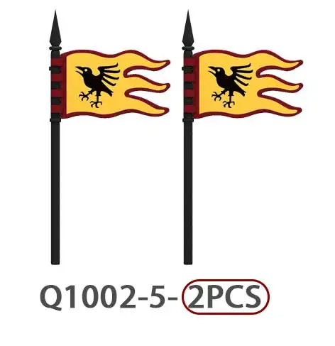 MOC Mittelalterliche Burg Ritter Flagge Bausteine Grüner Drache Soldaten Zubehör Löwe Adler Armee Bausteine Spielzeug Kinder Geschenk