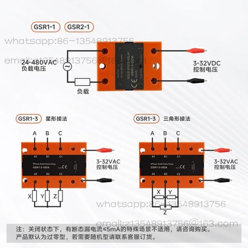 SSR single-phase solid state relay GSR1-25A40A100A DC AC industrial control 220V
