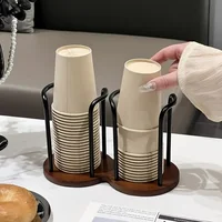 Support de rangement de gobelets jetables, étagère d'eau, tasses de thé, distributeur en bois avec bâton plus long, présentoir de tasse, fournitures d'organisation 3