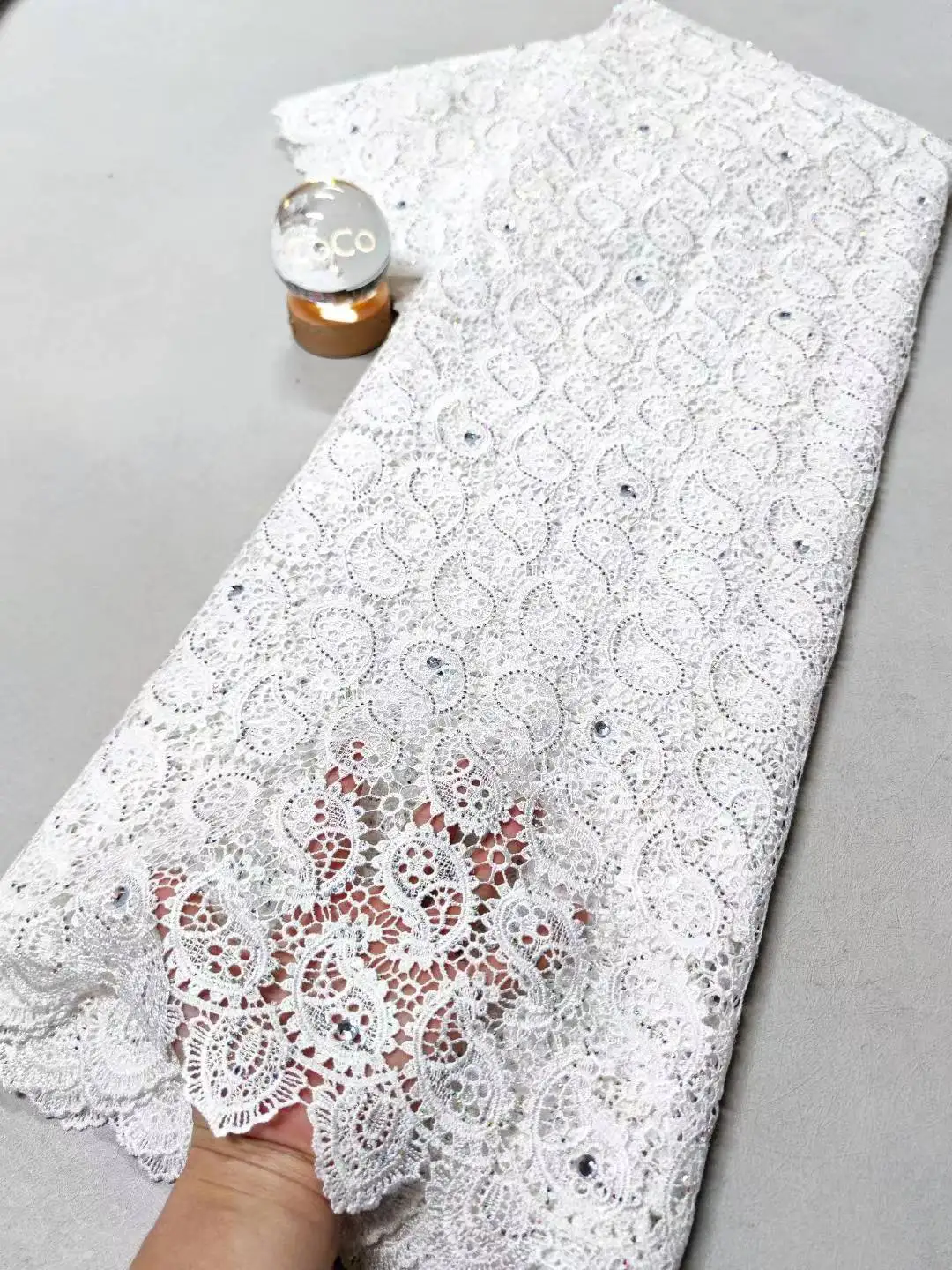 

2025 High Quality African Nigerian Latest Tulle Lace Fabric With Embroidery Sewing Guipure Prom Dresses Sequins 5Yards XL113