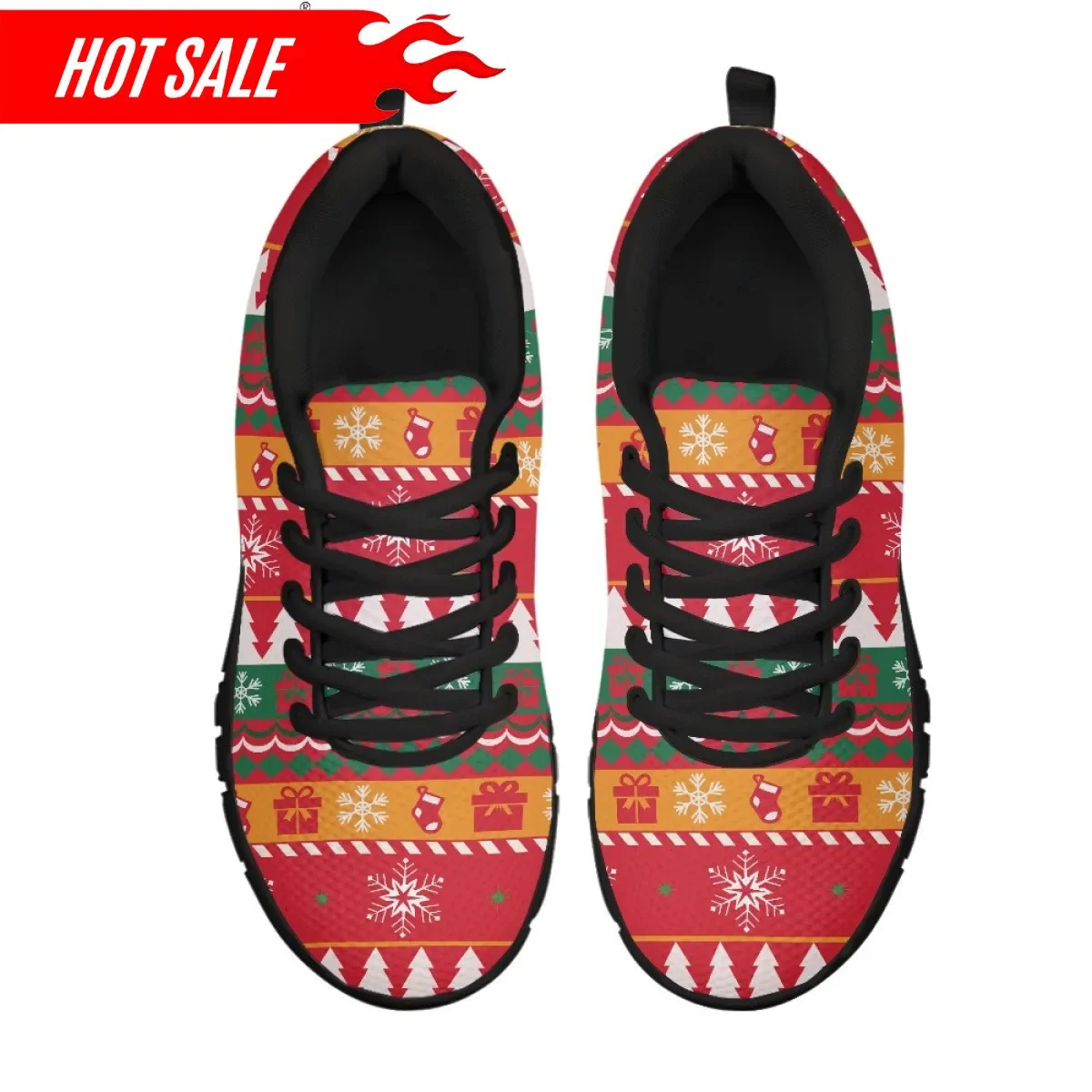 Merry Christmas Pattern Ladies Casual Sneakers Wear-resistant Flats Shoes for Girls Women Holiday Party Xmas Gifts