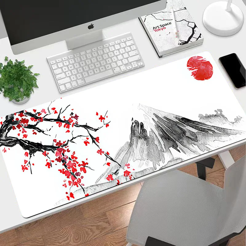 汚れに強いゴム製のマウスパッド,大きなマウスパッド,山,太陽,プラム,桜,中国のシックなスタイル