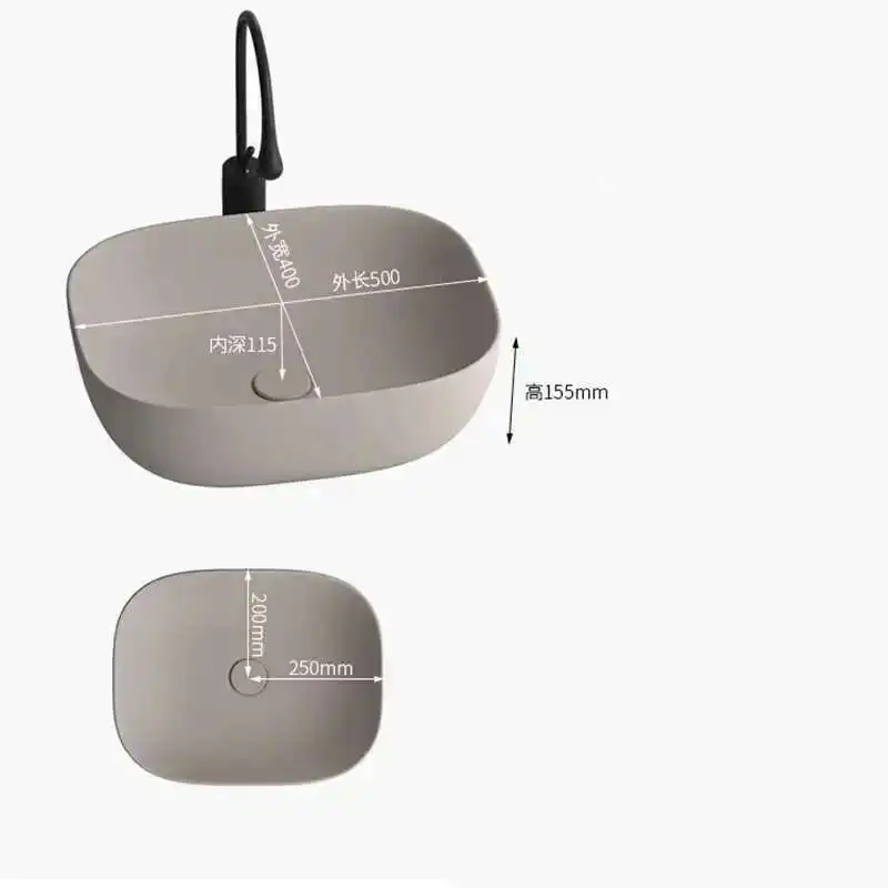 Pias de banheiro de cerâmica modernas para cozinha oval aprofundado fosco luz luxo cáqui fácil de limpar design pia para pátio