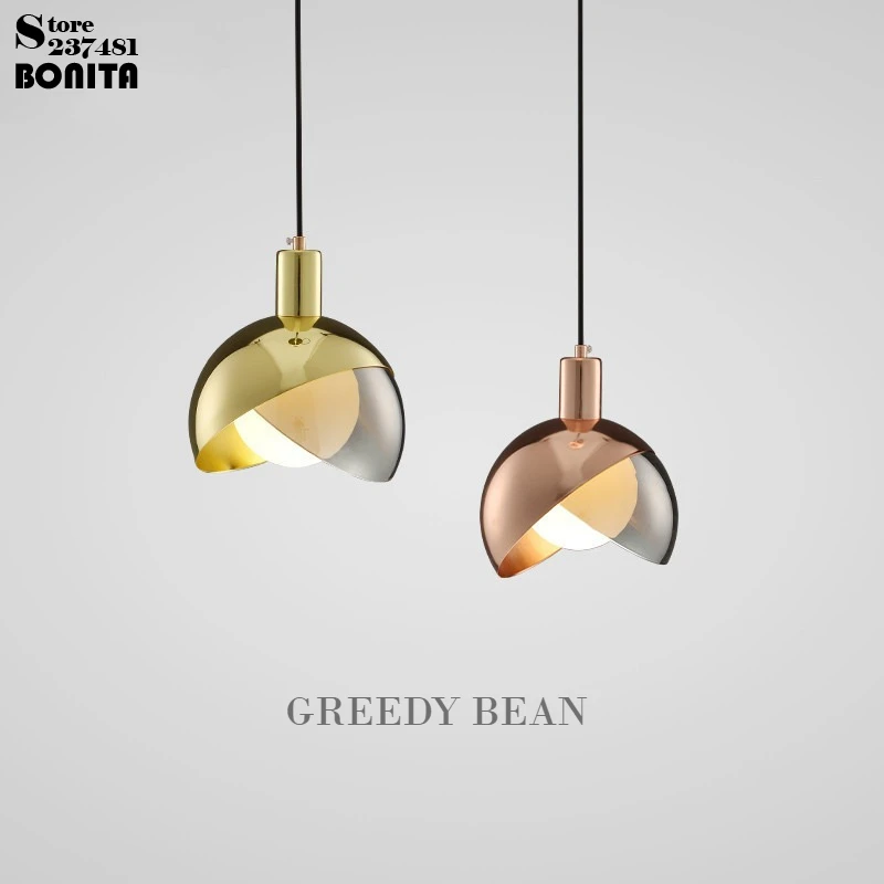

Подвесной светильник Greedy Bean – современная полукруглая стеклянная люстра в золотом/розово-золотом цвете для освещения столовой, прикроватной зоны, кофейни