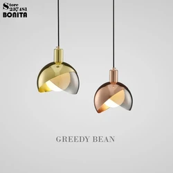 Greedy Bean Pendant Light – Modern Gold/Rose Gold Semi-circular Glass Chandelier for Dining Room Bedside Coffee Shop Lighting