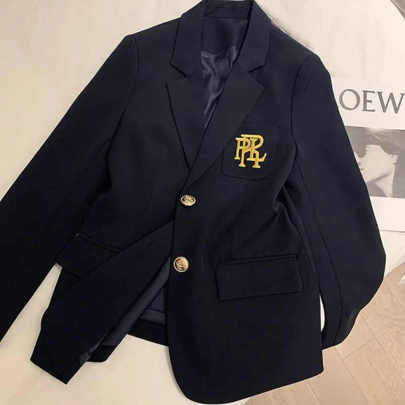 2024 primavera nuovo temperamento britannico pendolarismo donna top Office Lady Blazer giacca fodera lettera ricamo Advanced Suit Coat