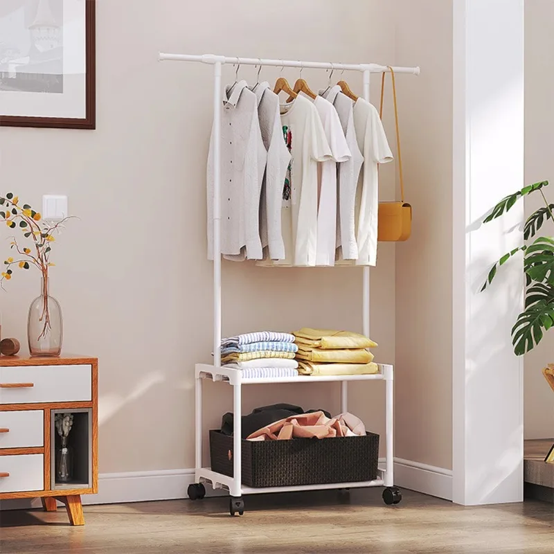 Three Layer Multifunctional Clothes Rack Floor Standing Clothes Drying Rack Clothes Drying Pole Storage Rack Bedroom Shoe and Ha