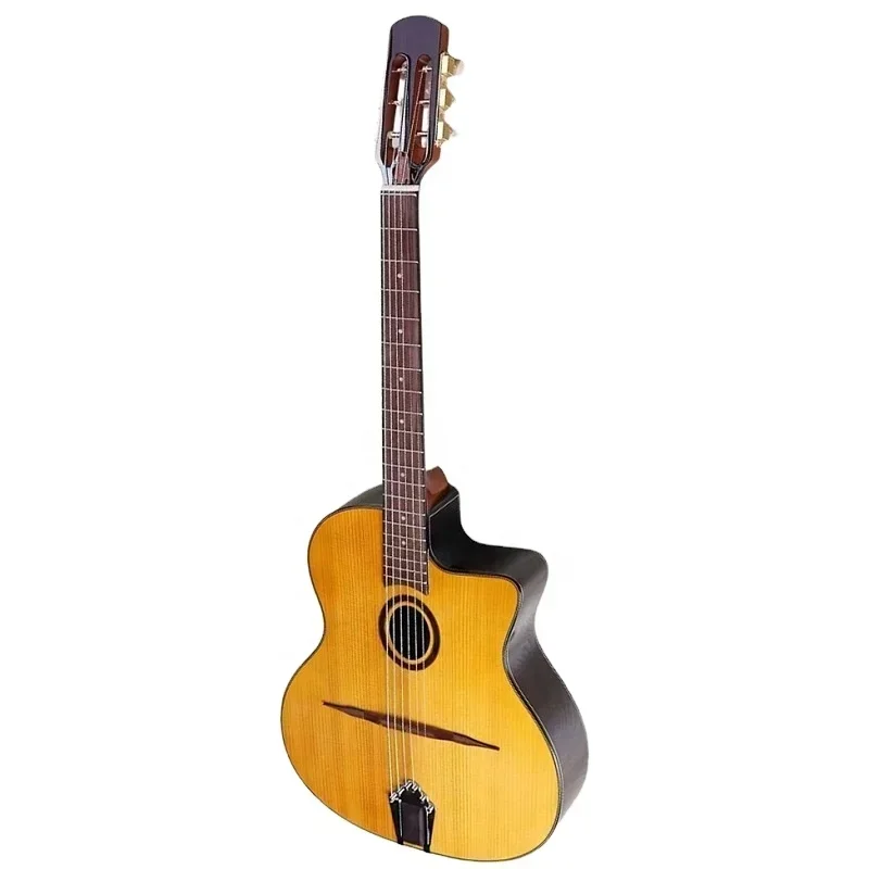 Gleroy 41\'\' Gypsy Jazz Guitar Natural Acoustic Guitar Longitudinal Oval Sound Hole