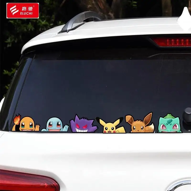 Anime Peeking Sticker Set Cute Cartoon Charmander Squirtle Gen gar Pika chu Bul basaur Cartoon Decals for Car Laptop
