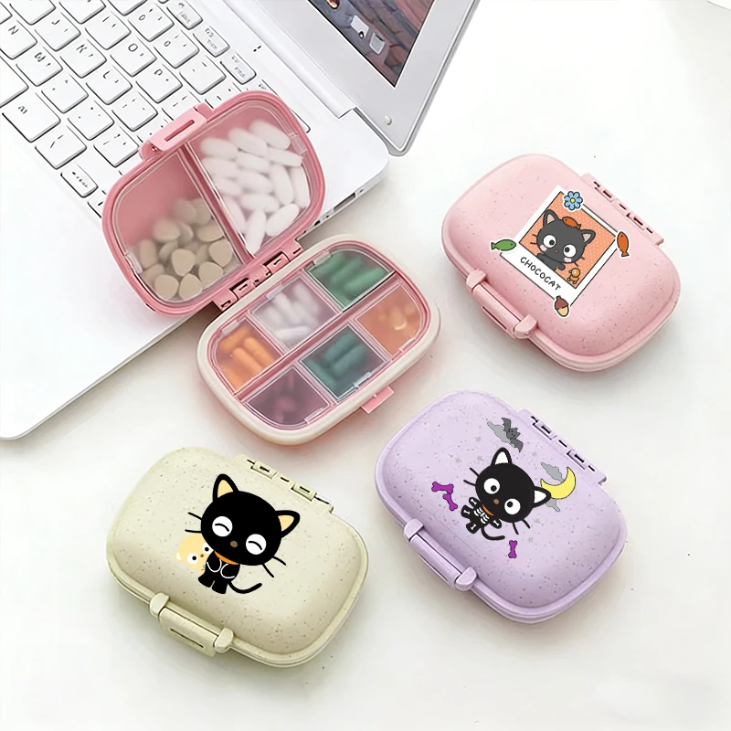 new Mini Portable Pills Chococated Organizer Case 8 Grids PillBox Tablet Storage Container Weekly Medicine Pill's Box Pill Case
