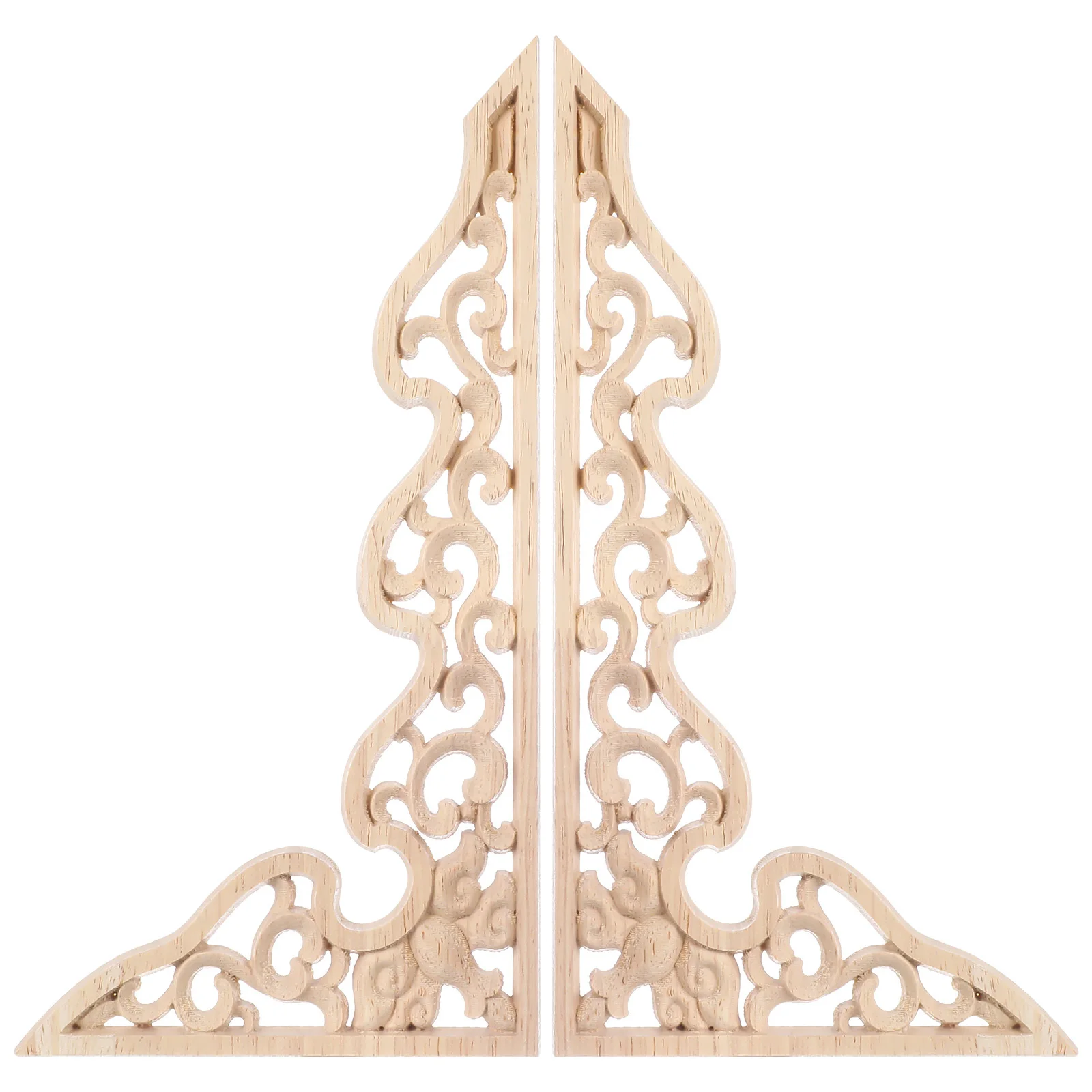 

2Pcs Wood Carved Onlay Classic Flower Pattern Wooden Applique for Home Furniture Door Decoration Wood Carved Onlay