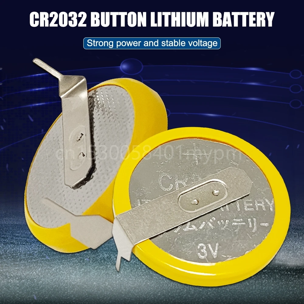 10 Buah Dewtox CR2032 3V Baterai Lithium Sejalan Baterai Pin Solder Horisontal untuk Baterai Mainan Remote Control Elektronik