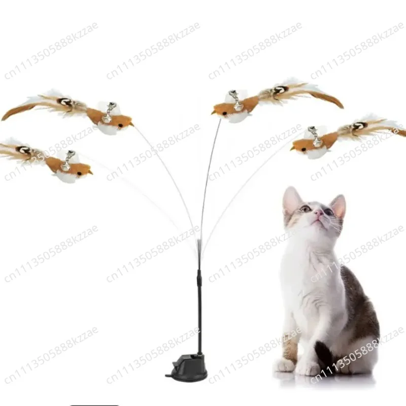 Plush Simulated Bird Cat Stick Head Colorful Cat Teaser Stick Cat Teaser Stick Replacement Head Suction Cup Teaser Toy