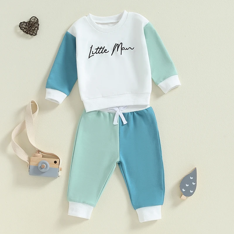 Toddler Baby Boy Spring Fall Outfit Little Man Sweatshirt Jumper Trouser Jogger Clothes Set Tracksuit