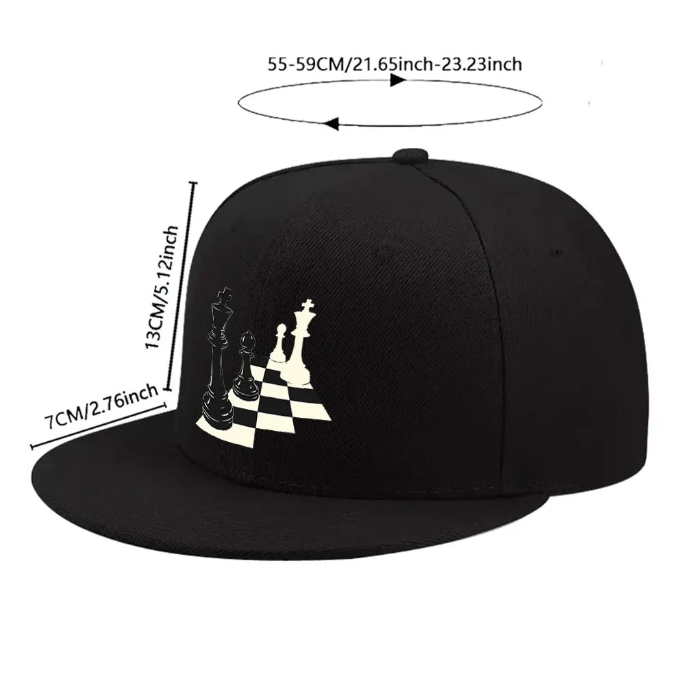 Chess Pattern Flat Brim Baseball Cap Unisex Adjustable Casual Outdoor Travel Hat