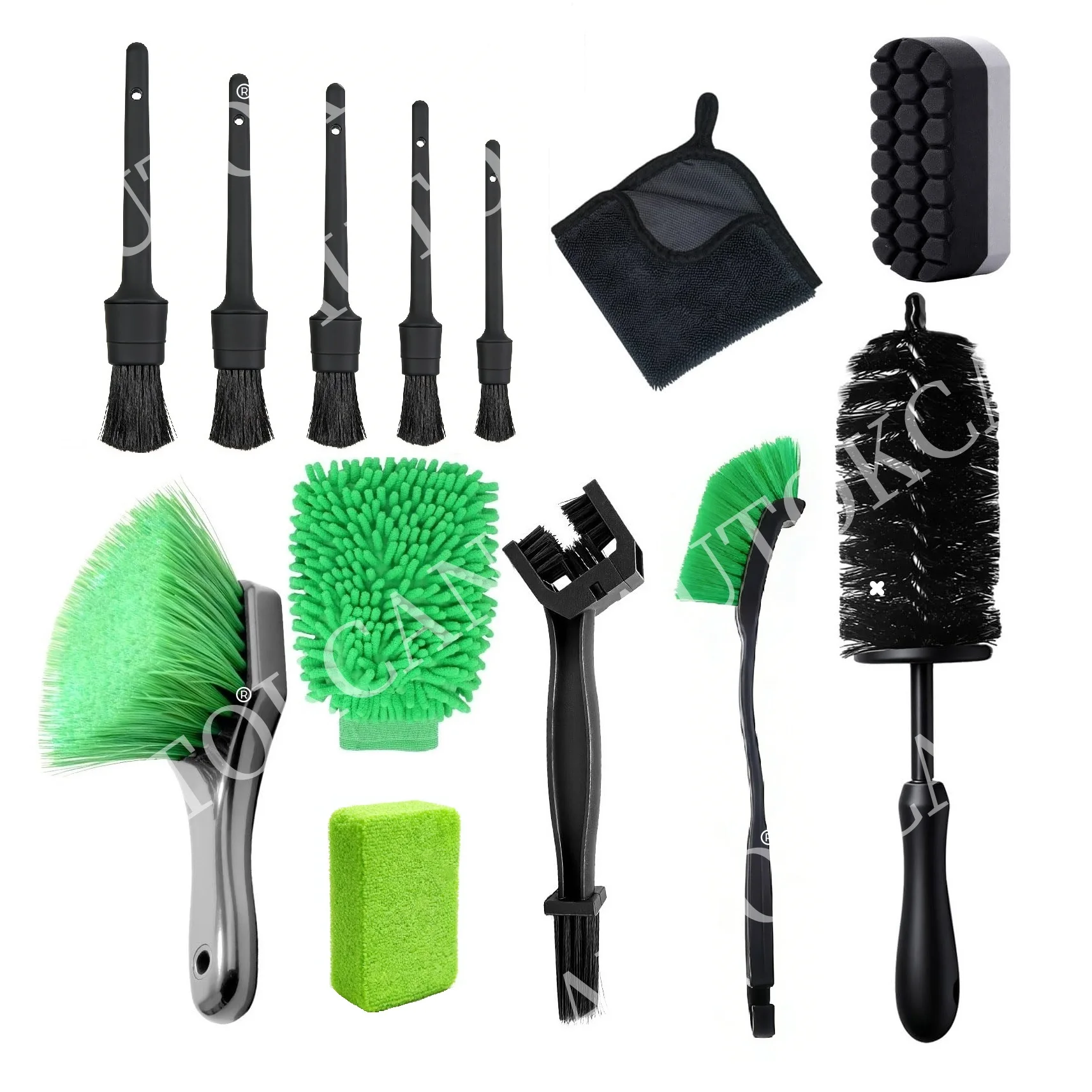 Kit de lavage de moto, entretien automobile, brosses de détail de voiture, serviettes en microfibre à forte Absorption d'eau, brosse de lavage de roues de voiture également