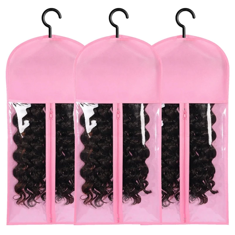 3PCS Hair Extension Holder Wig Storage For Multiple Wigs Holder Wig Bags With Hanger Hair Extension Storage