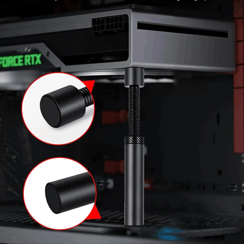 Soporte de aluminio para GPU, soporte giratorio telescópico Vertical, soporte magnético para tarjeta de vídeo, soporte para tarjeta gráfica, 26-120mm