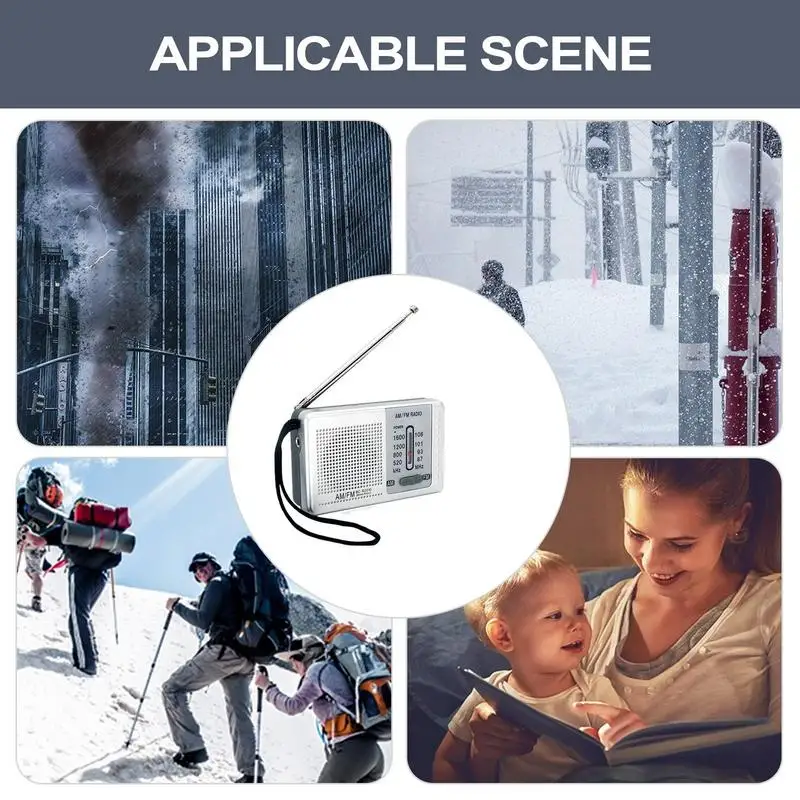 Портативное радио, уличное радио, маленький AM FM аудиоприемник для пеших прогулок, кемпинга, парка, рыбалки, путешествий, пешего туризма, аккумулятора