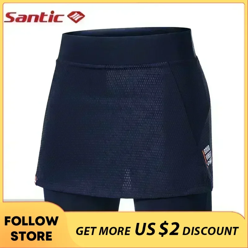 Santic damskie spodenki rowerowe 1/2 rowerowe culottes 3D wyściełane letnie oddychające spodenki rowerowe Sport Road MTB Bike spodnie dresowe