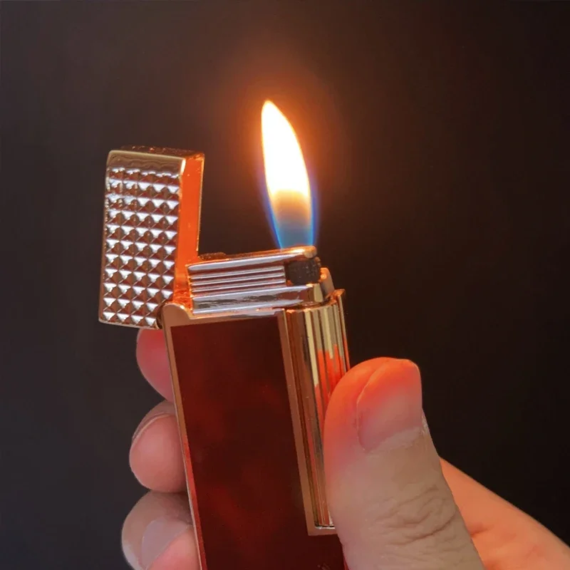

Red Narrow Luxury Metal Lighter Inflatable Side Grinding Wheel Open Flame Gas Lighter High-end Smoking Ignition Men's Gifts.