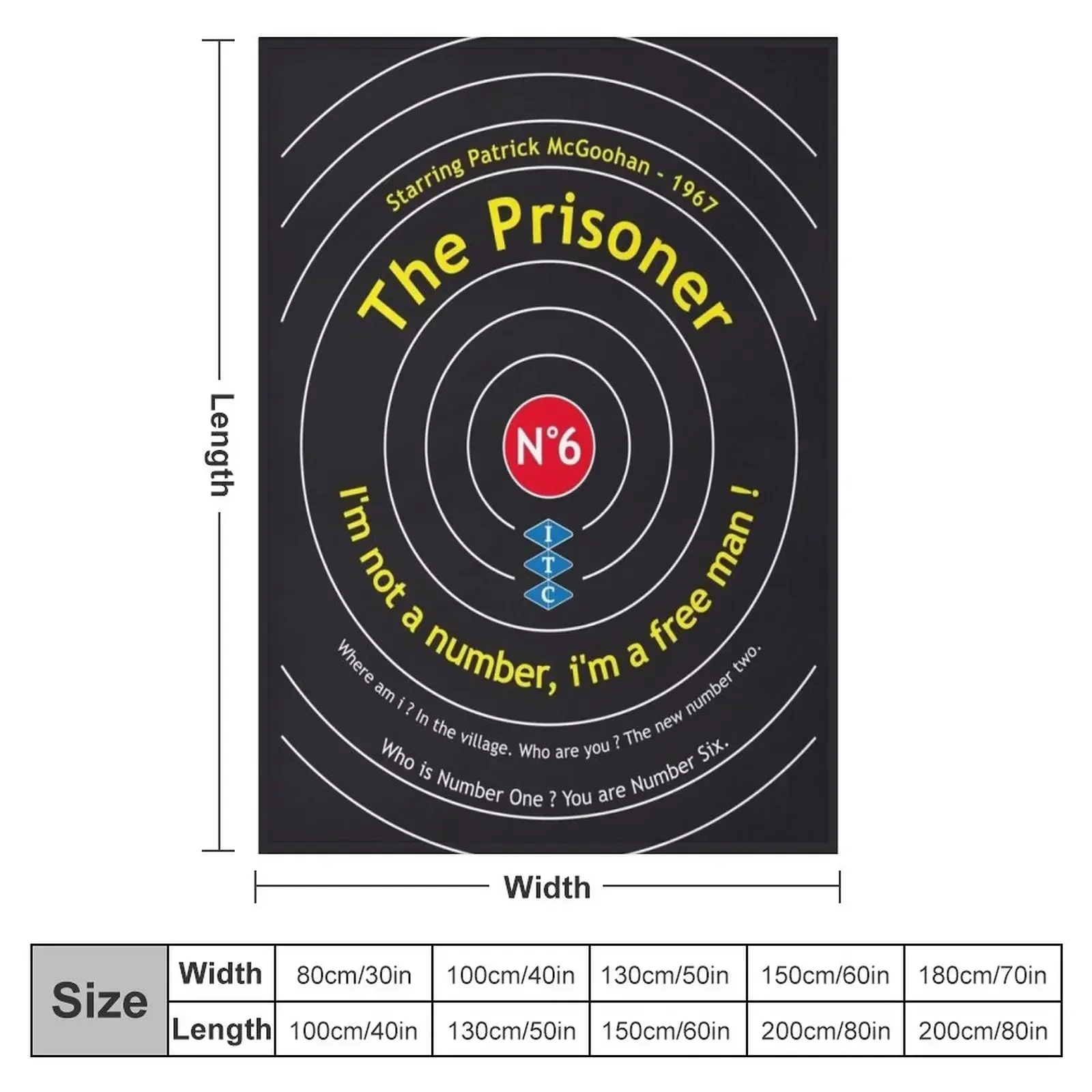 The Prisoner Number 6 McGoohan Portmeirion Design Vintage Poster Throw Blanket Designers Comforter Kid'S Blankets