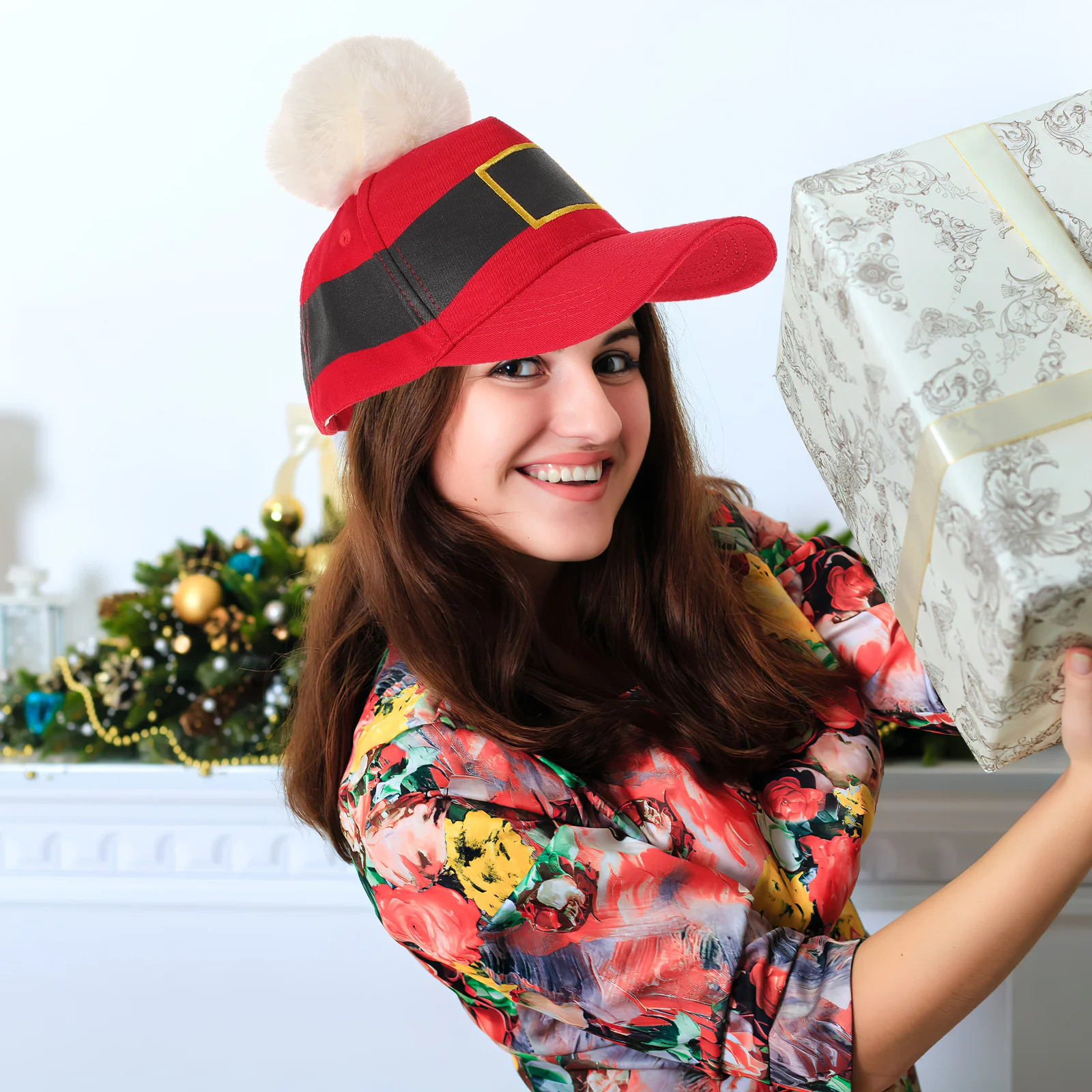 

Christmas Baseball Hat Adjustable Red Santa Hat For Women Men Holiday Party Costume Accessory Funny Xmas Cap