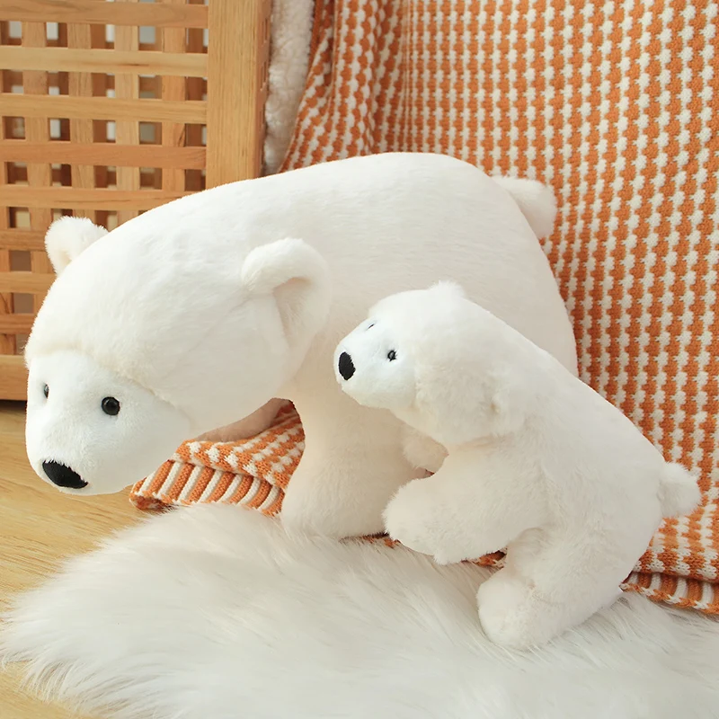 50cm Cartoon Polar Bear Plush Toy Cuddly White White Bear Doll Stuffed Animals Throw Pillow Hug Soft Plushies Birthday Gifts