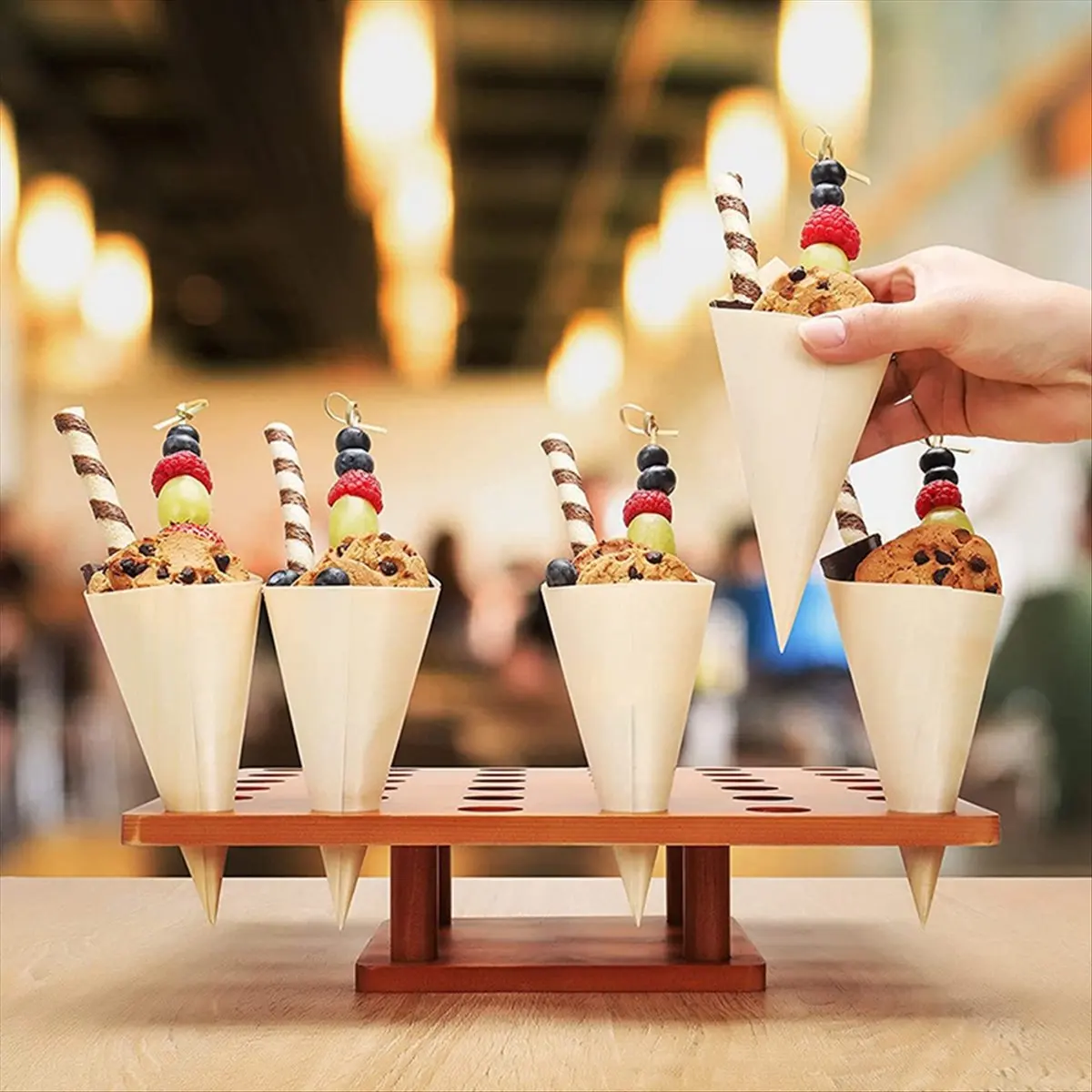 【ABFS】Ice Cream Holder 36 Holes Ice Cream Cone Holder Food Display Stand Food Cone Holder for Buffet Restaurant or Food Trucks