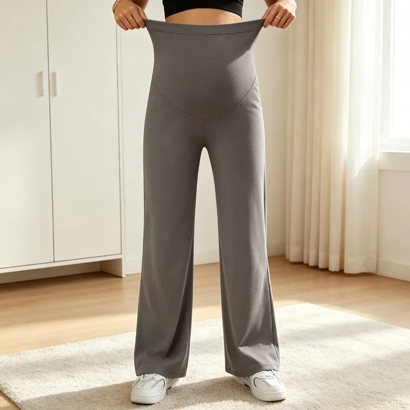 High Waist Maternity Flared Pants, Belly Support Butt Lifting Pregnancy Leggings, Casual Sports Trousers for Pregnant Women