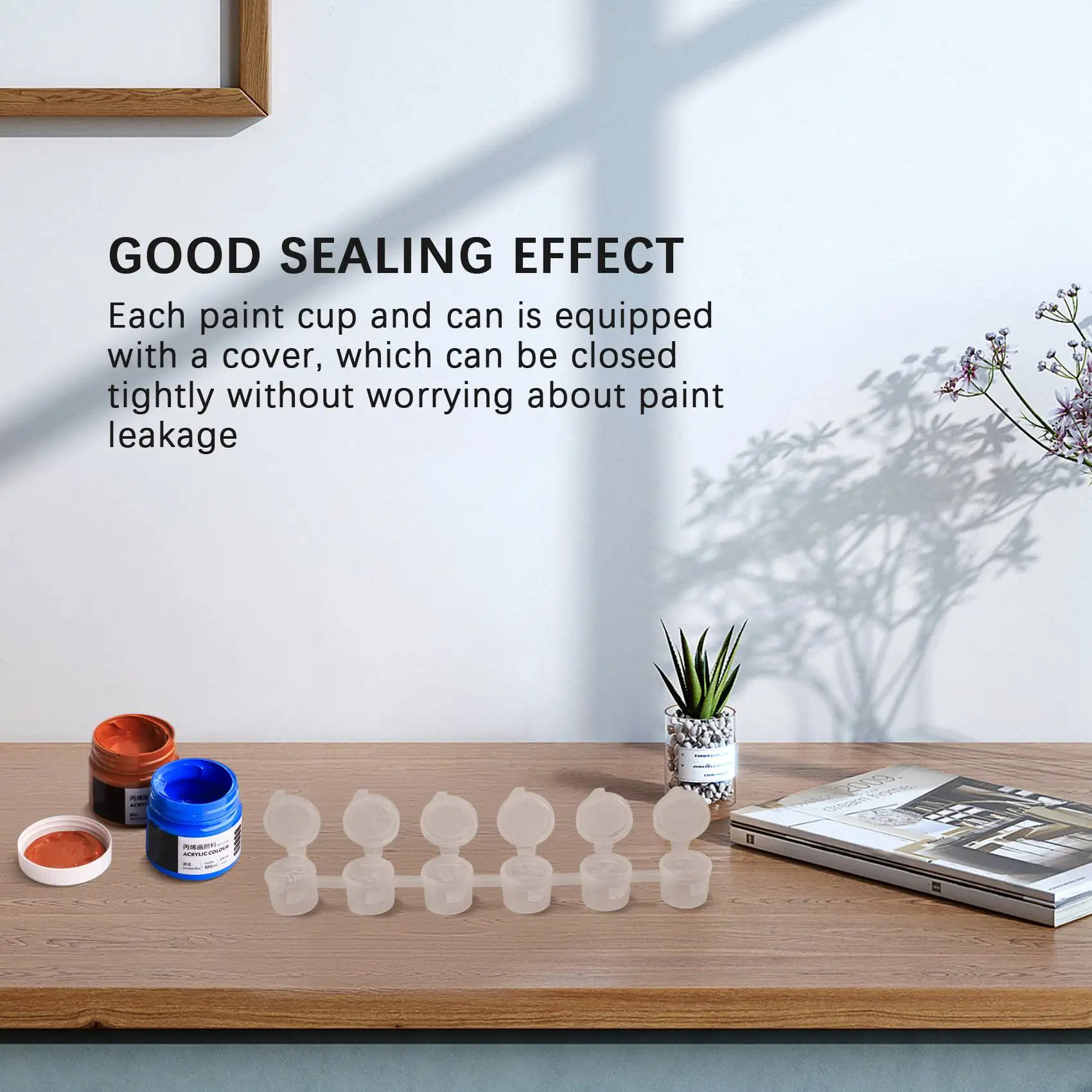 50 Strips Empty Paint Strips Paint Cup Pots Clear Storage Paint Containers Mini Painting Cup Pot 3Ml/ 0.1