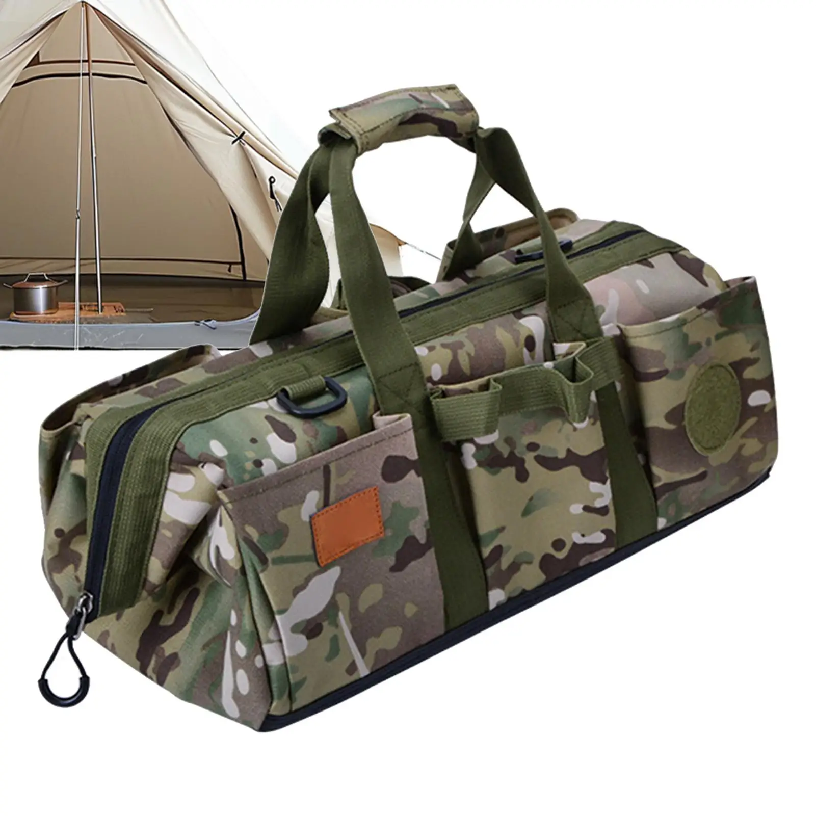 Tent Stake Bag Ground Stakes Storage with Divider Plate Foldable Ground Peg Container for Outdoor Fence Lawn Yard Garden Camping