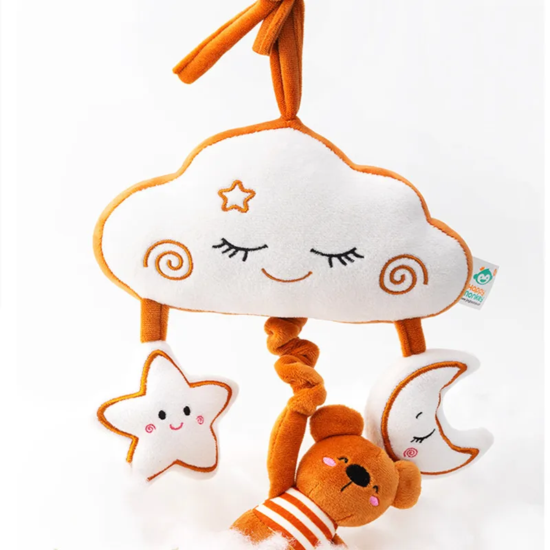 新しいぬいぐるみクラウドベビーベッドモバイルガラガラぬいぐるみ動物ベビーベッドハンギングミュージカルベルおもちゃ新生児用ガラガラおもちゃ車用シート用