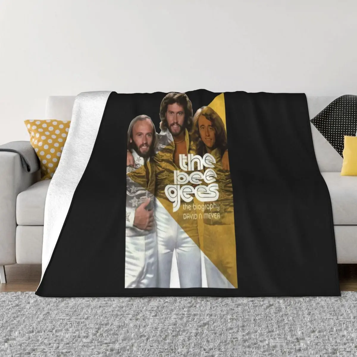 Vintage Bee Gees Band Disco Ball Reimpresión Algodón Negro Hombres S 5Xl Divertida manta femenina