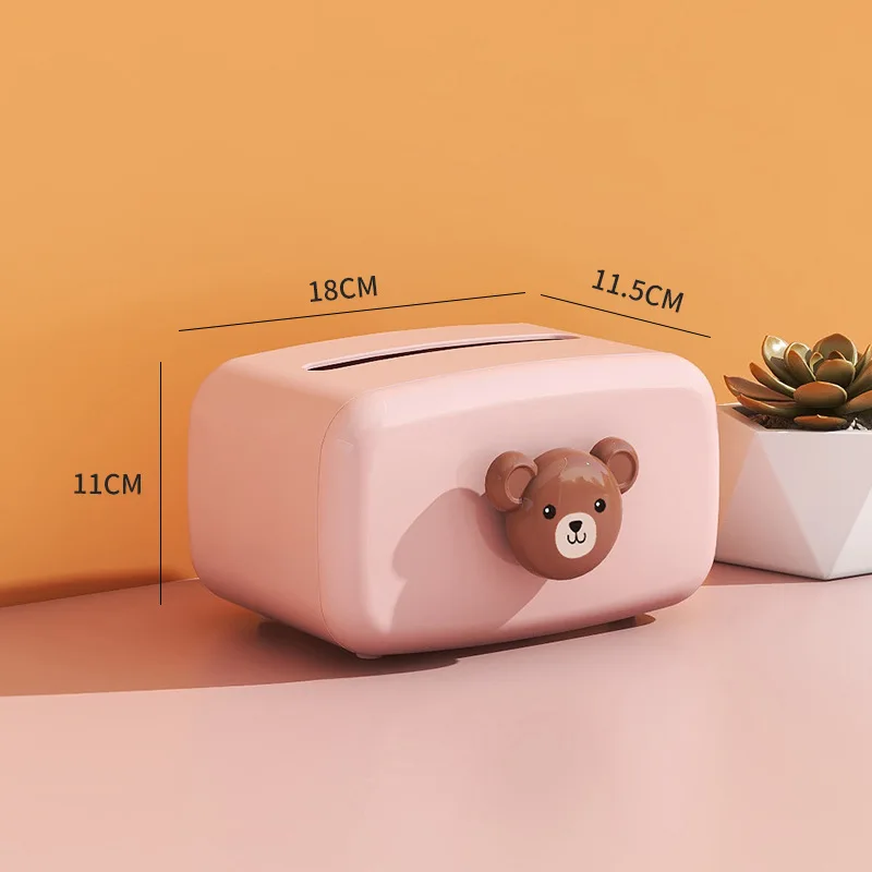 Cute Bear Tissue Box Nordic Roll Paper Storage Box Round Shaped Tissue Box Container Towel Napkin Tissue Holder