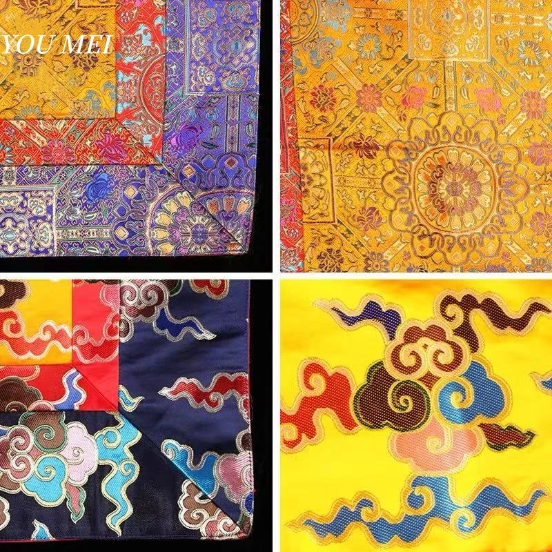 Tibetan-Style Tablecloth Embroidered Eight Auspicious Symbols Vajra Motif Ritual Fabric Mat Altar Decorative Buddhist Item