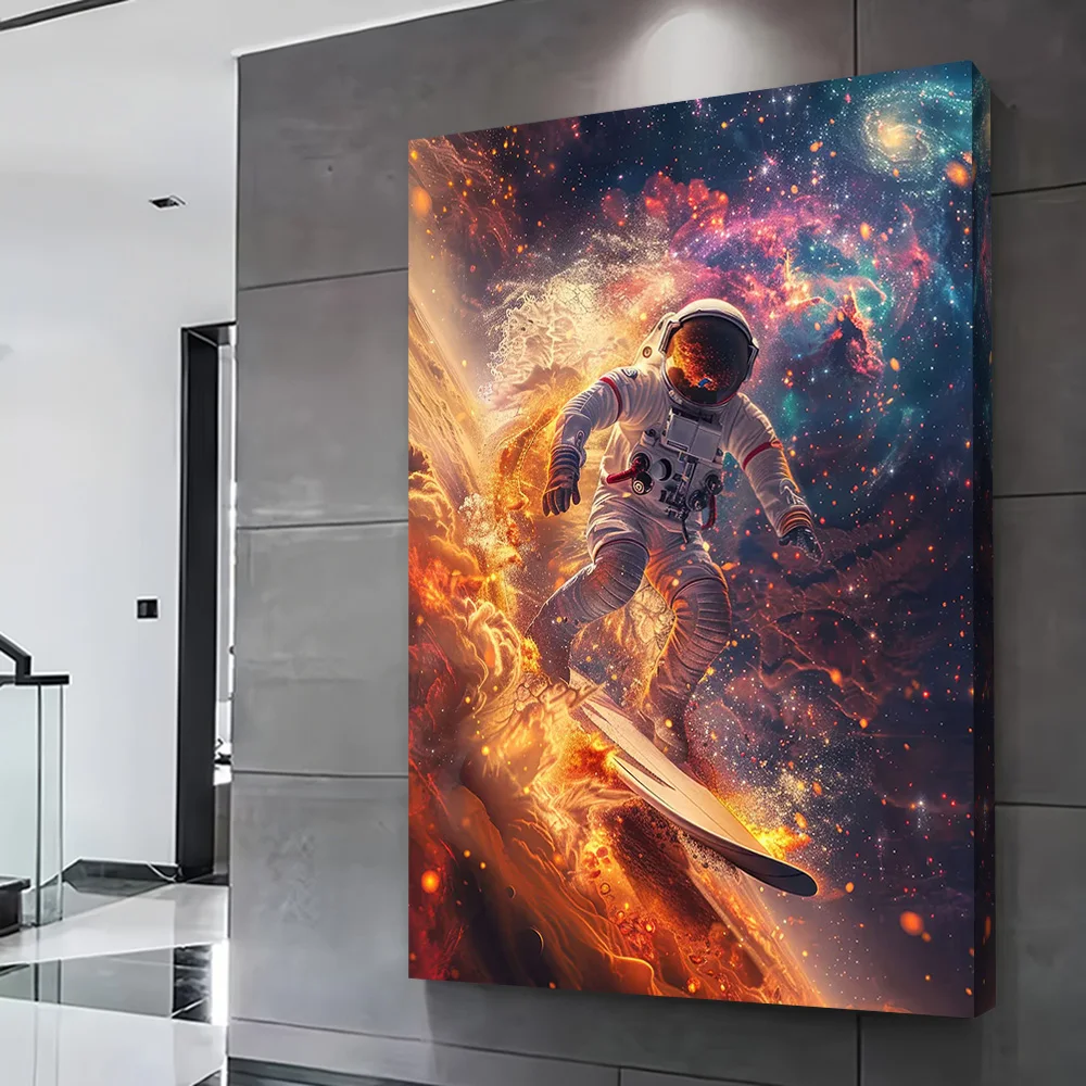 رائد الفضاء الفضاء تصفح المشارك تخصيص مطبوعة حائط لوح رسم الفن هدية للحمام ديكور غرفة الديكور جدارية المنزل