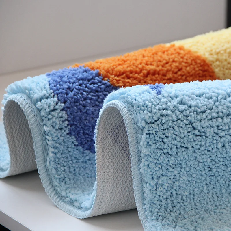 Flocking Floral Bath Mat Bathroom Rug Absorbent Non-slip Floor Foot Mats Quick Dry Shower Carpet Toilet Pad Doormat 침실러그 バスマット