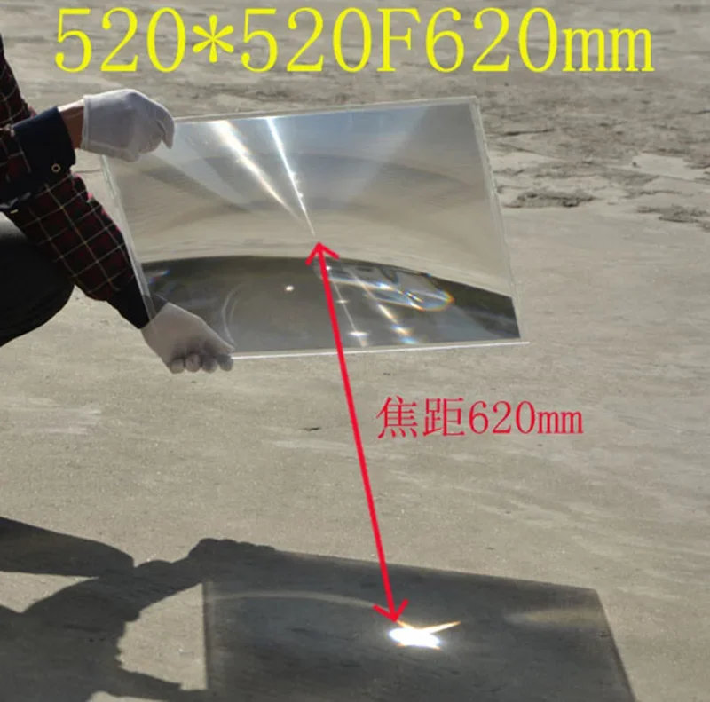 520 × 520 ミリメートル大pmmaプラスチック太陽エネルギーフレネルレンズ焦点距離 620 ミリメートルビッグフェイス拡大鏡レンズソーラーコンデンサーlentes