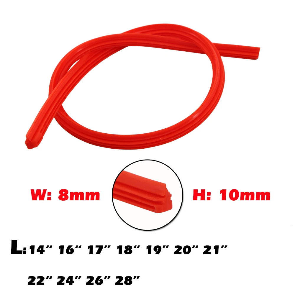 Escobilla de limpiaparabrisas de alta gama para coche, tira de repuesto de gel de sílice rojo de 8MM, 14 \