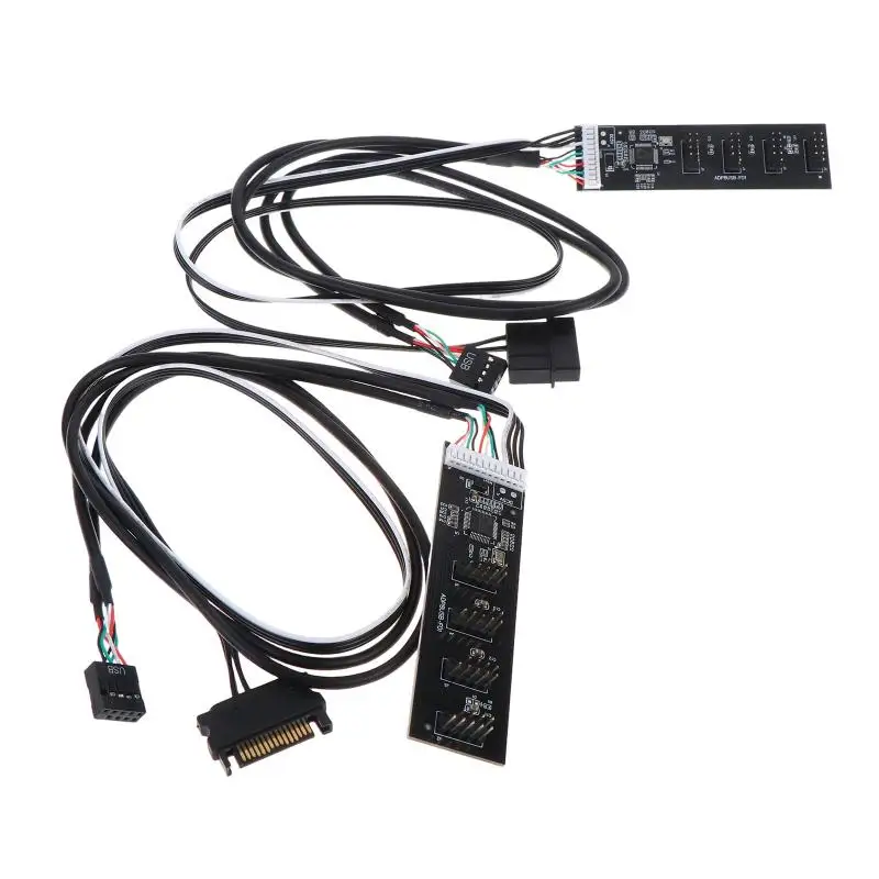 USB Adapter USB Splitter 9Pin To 4x 9Pin Splitter To 8 Port USB2.0 HUB Riser Card With 60cm Extension Cable For Desktop Computer