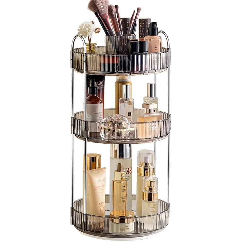 

Rotating Multi-Tier makeup Organizer Space-Saving Vanity Countertop Cosmetics and Toiletries Storage Rack