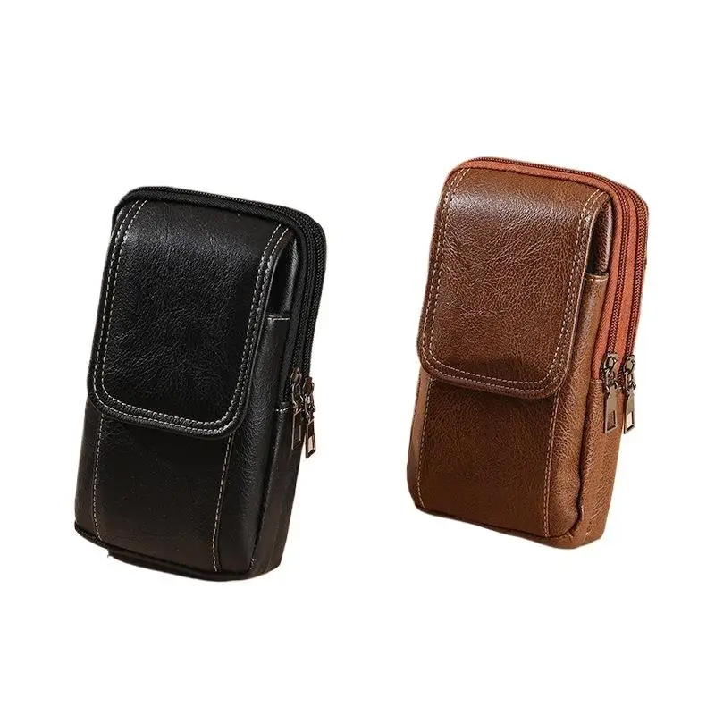 PU-Leder-Umhängetasche, vielseitiger Stil, schlichtes Design, Gürteltasche, mehrere Fächer, Lederetui, Messenger-Tasche, für den Außenbereich und die Arbeit. – Detail 5