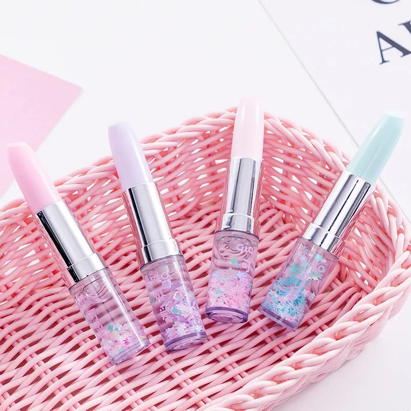 4PCS Glitter Candy Color Lipstick Styling Neutral Pen 0.5mm Black Creative Neutral Pen School Art Supplies