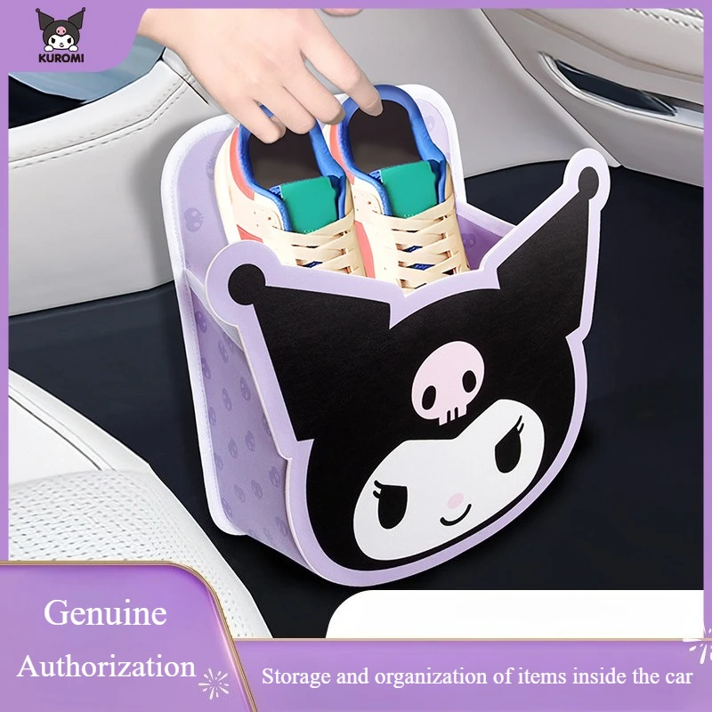

Kuromi Cute Cartoon Car Storage Shoe Box Women's Footwear Organizer for Vehicle Passenger Storage