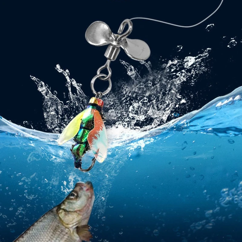 

10pcs 12#14#16# Fly Fishing Hook 360° Rotate propeller Spoon High Speed Spinner Blades Bionics Bait Lure Vib Jig Sharp Hook