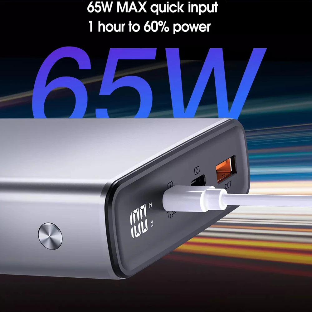 Small Travel Charger Manufacturer Big Pd 130W 20000Mah Fast Charging Powerbank For Laptop Iphone  With Led Display